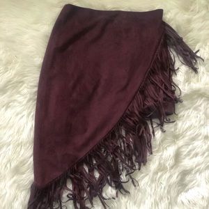 NWT Fringed Asymmetric Mini Skirt